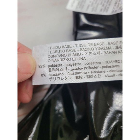 Zara Woman Faux Leather Shinny Vinyl Black Relaxed Fit Moto Biker Pants Size L - Picture 11 of 11